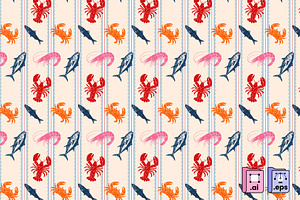 Vintage Coastal Seafood Pattern