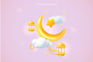 3d crescent ramadan. Ramadhan month, an Illustration by Stock-Smart-Start