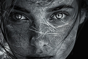 A close-up view of a person lost in, a Photo by LOGOCREATIVE