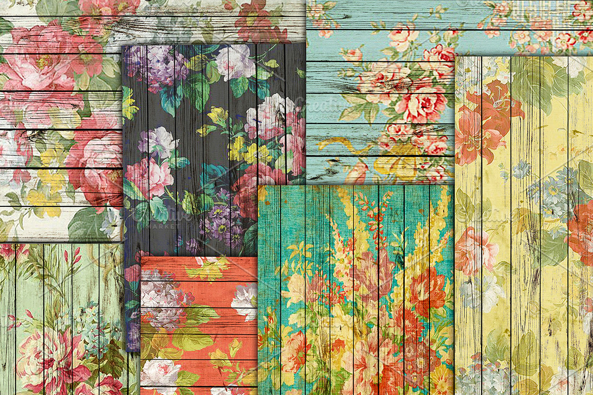 French Wood texture floral paper, a Texture Graphic by DidiArtWorld (Photo 1 of 5)