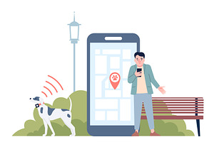 Dog tracker. Collar gps trackers for, an Animal Illustration by LadadikArt