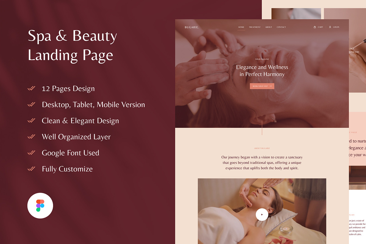 Bugarie - Spa & Beauty Landing Page, an UI Kit Template by andrisetiawannn (Photo 1 of 6)