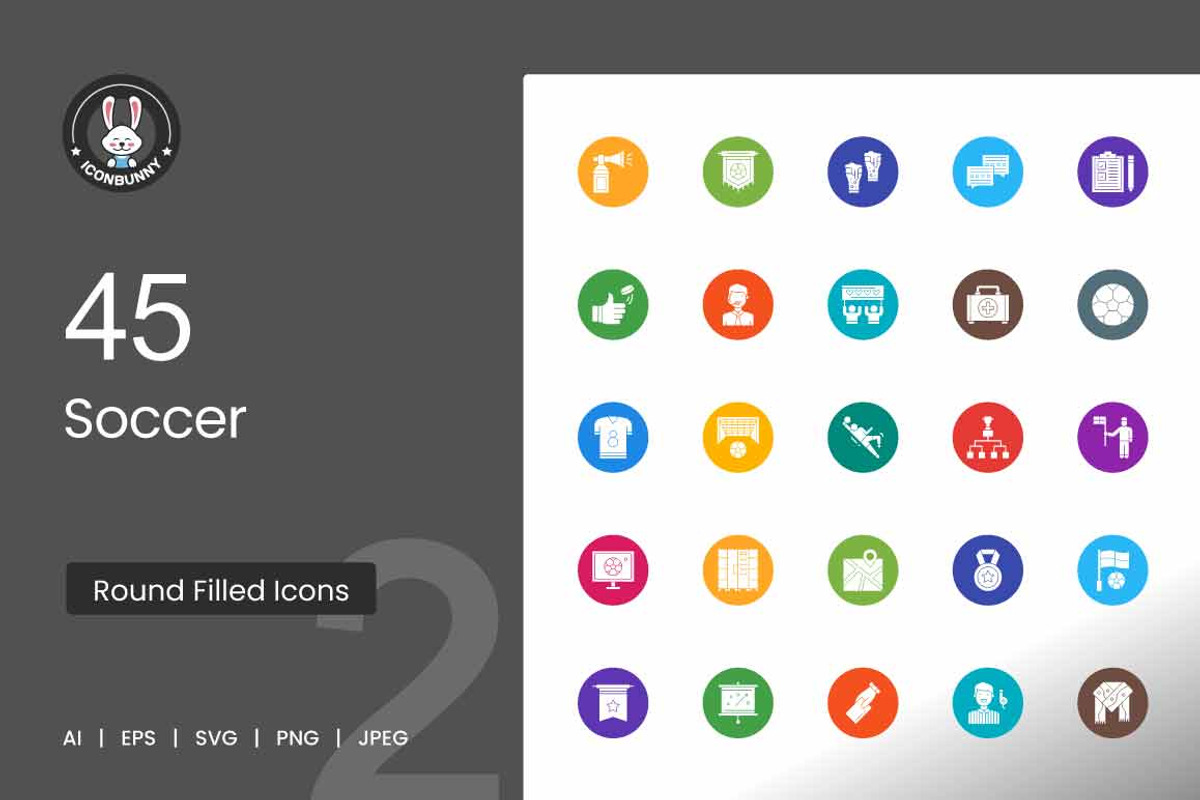 Soccer Flat Round Icons, an Icon by IconBunny (Photo 1 of 2)