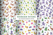 Watercolor dinosaur set, an Animal Illustration by CreativeByLu (Thumbnail 5 of 9)