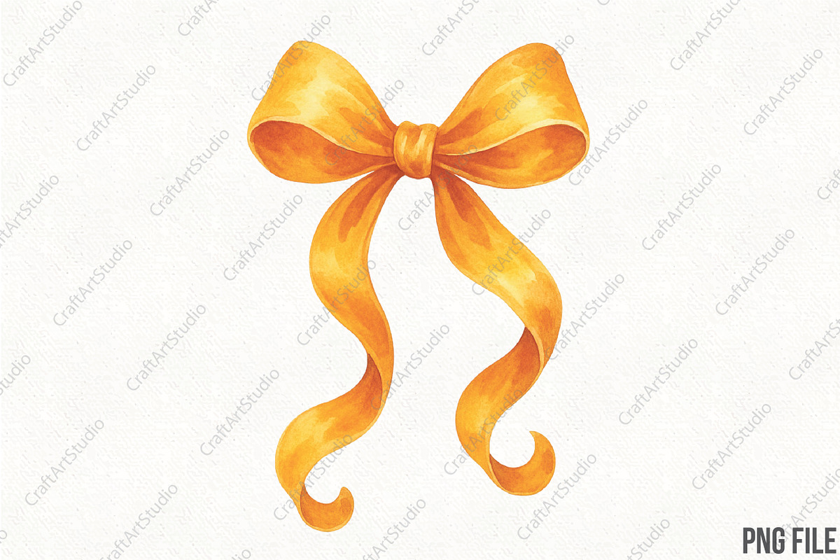 Orange Preppy Brushstroke Bow PNG, an Illustration by CraftArtStudio (Photo 1 of 4)