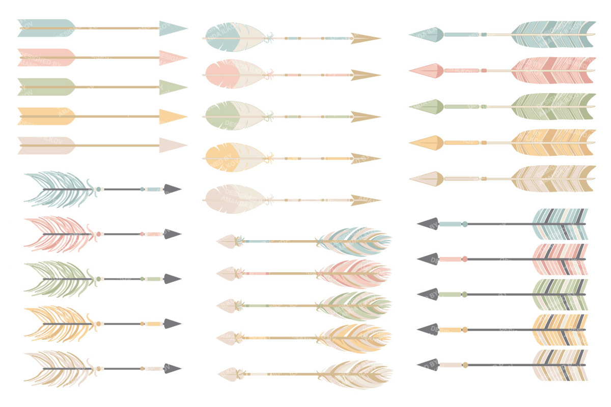Pastel Tribal Arrows Clipart, an Illustration by Amanda Ilkov (Photo 4 of 4)
