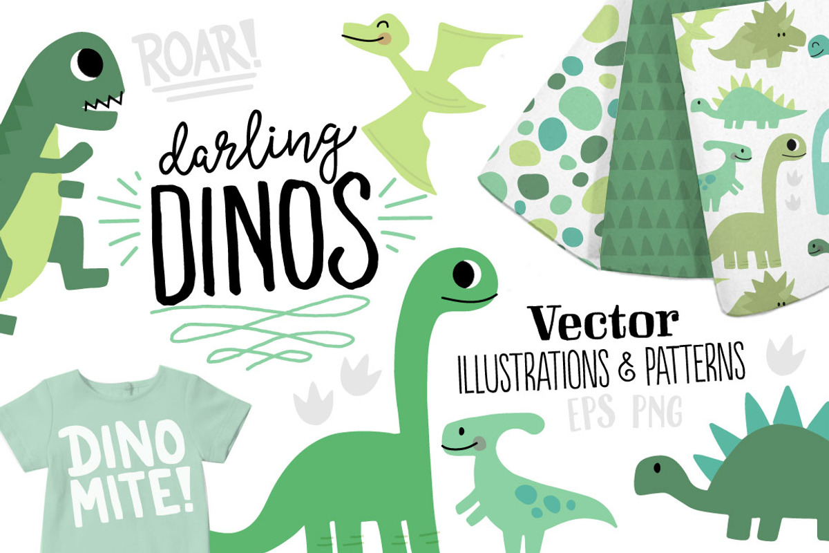 Darling Dinos - Illustration Set, an Animal Illustration by Illustrations by Jessie (Photo 1 of 5)
