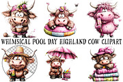 Whimsical Pool Day Highland Cow Clip, an Illustration by OK Design (Thumbnail 2 of 6)
