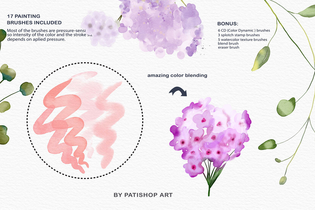 Watercolor Procreate Brushes 25% OFF, a Brush Add-On by Patishop Art