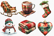 Watercolor Red Green Plaid Christmas, an Illustration by Canvas Craft (Thumbnail 2 of 7)