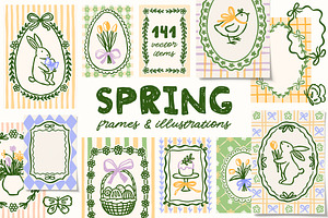 Spring Easter Frames & Illustration