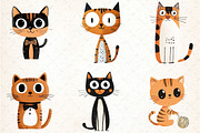 Quirky Cats Hand-drawn Clipart, an Illustration by DreamCafeArt (Thumbnail 7 of 8)