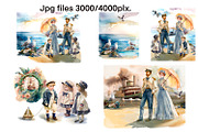 Cruise, nautical watercolor clipart, a Person Illustration by AkvarelRiver (Thumbnail 7 of 8)