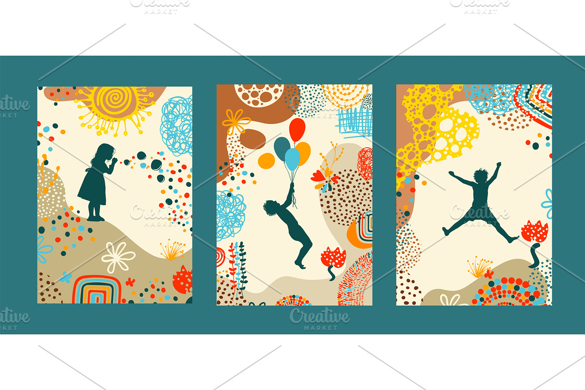 Holiday cards. Children with, a Person Illustration by Nenahliadava Design