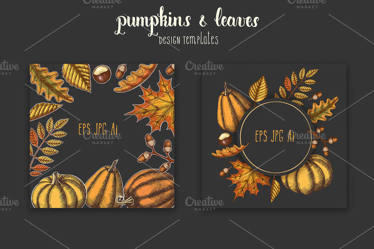 Pumpkins and Leaves Set, an Illustration by Tabiti (Photo 6 of 14)