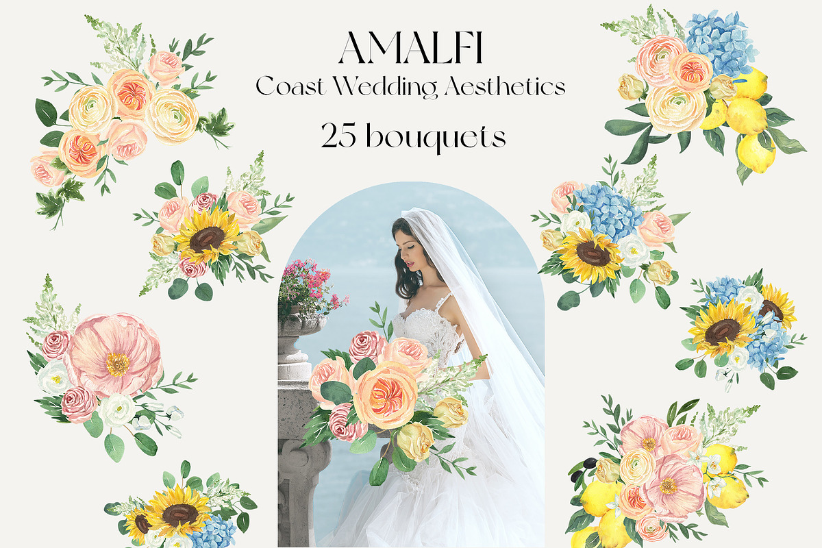 Amalfi Coast Mediterranean Wedding, a Decorative Illustration by Catch the Dream Art (Photo 3 of 17)