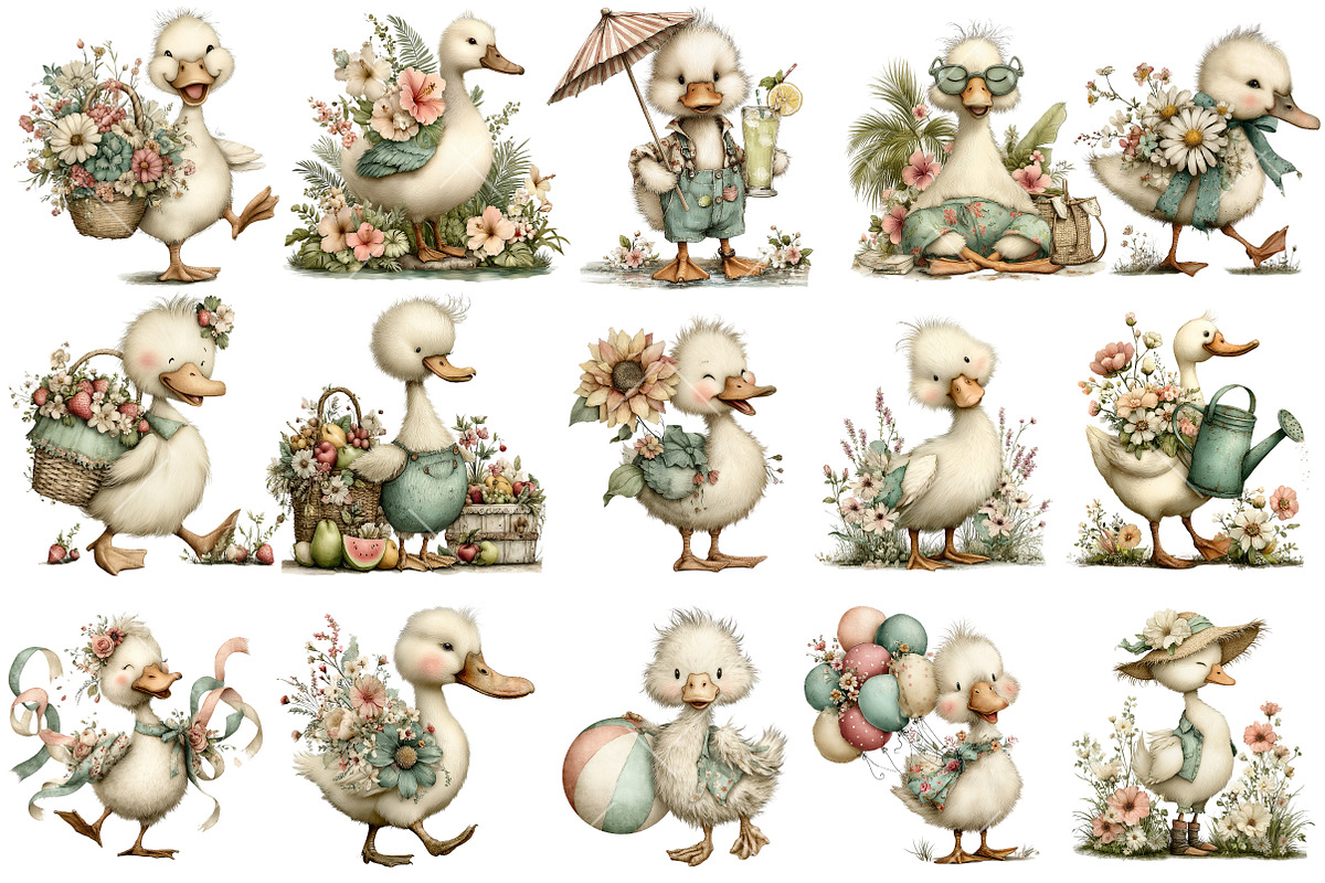 Whimsical Summer Goose Clipart, an Illustration by OK Design (Photo 3 of 6)