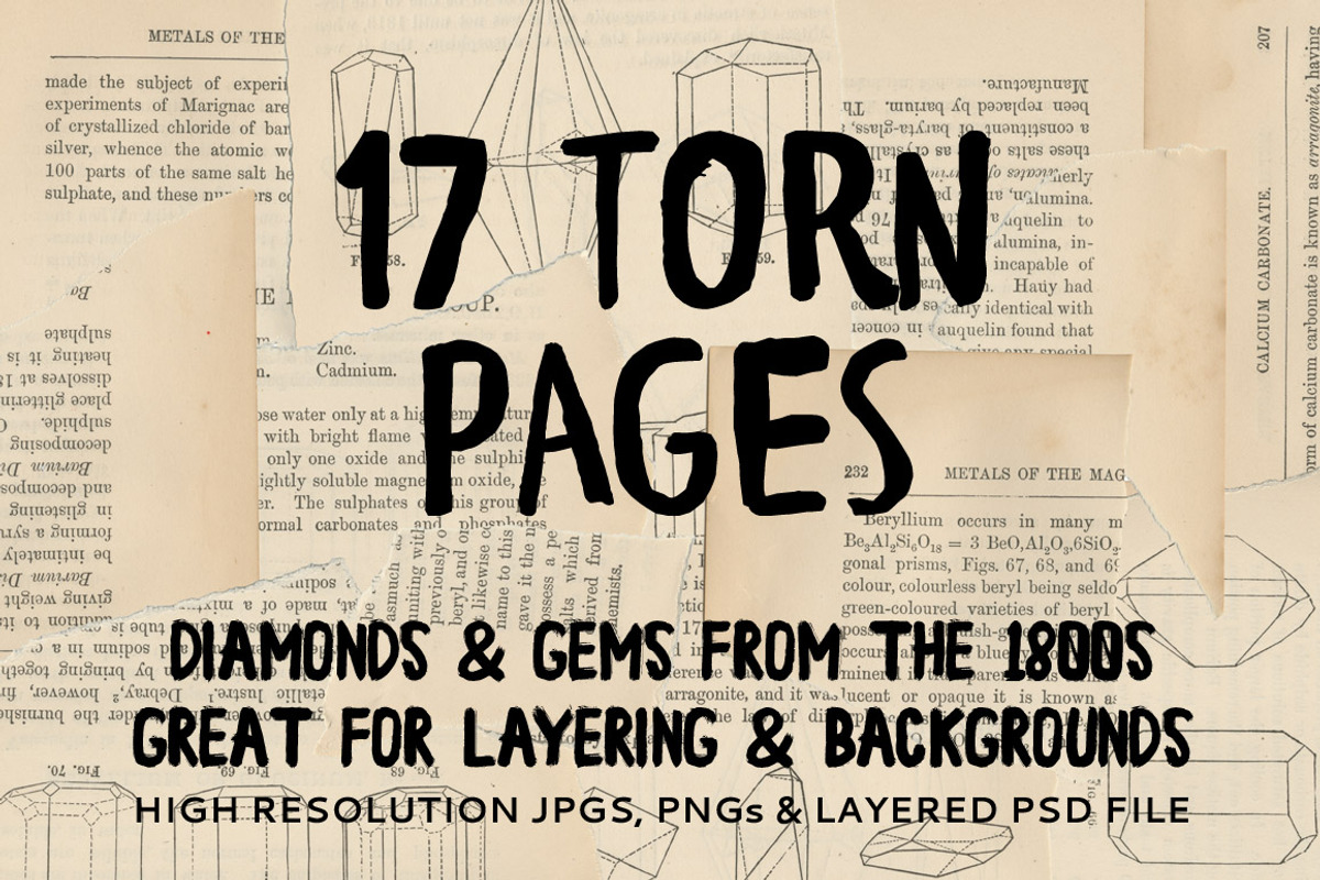 Vintage Torn Pages & Bonus Layer PSD