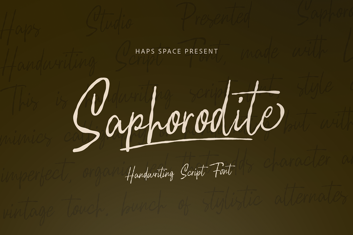 Saphorodite Handwriting Font, a Font by Haps Space (Photo 1 of 12)