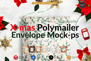 X-mas Polymailer Mailer 7xMock-ups