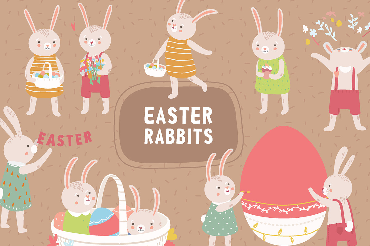 Easter rabbits set and cards, an Animal Illustration by Good Studio (Photo 1 of 8)