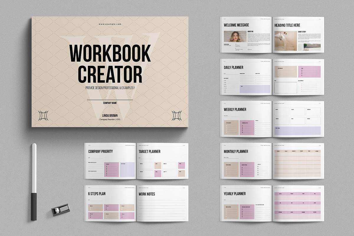 Workbook Creator Planner Landscape, a Magazine Template by E-Type (Photo 1 of 7)