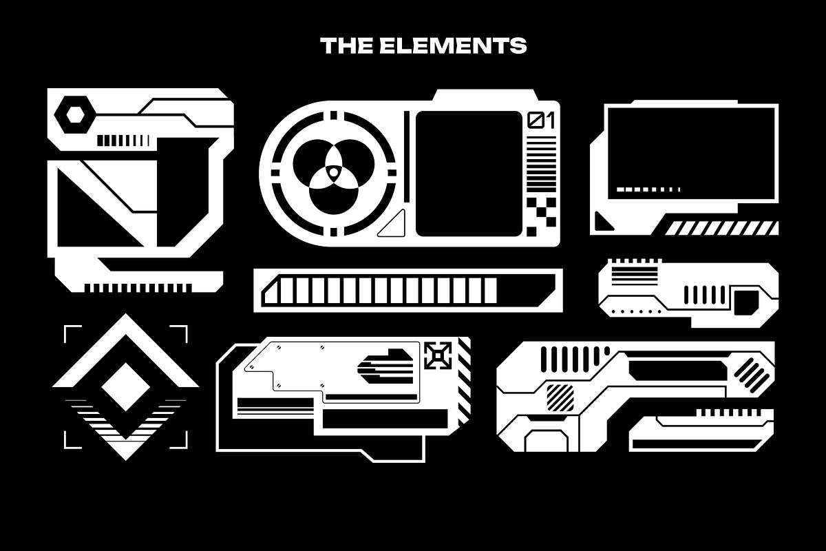 Cyberpunk Sci-Fi HUD Decals Pack, an Object Graphic by Neodivisu (Photo 6 of 10)