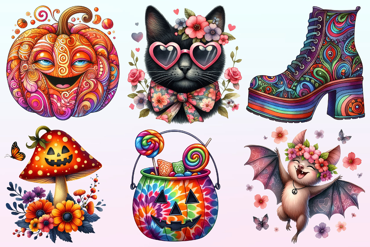 Groovy Halloween Day Clipart., a Graphic by CitraGraphics (Photo 2 of 4)
