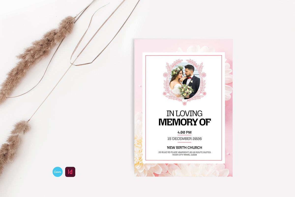 Floral Wedding Invitation Template, an Invitation Template by Creatiya Type (Photo 1 of 6)