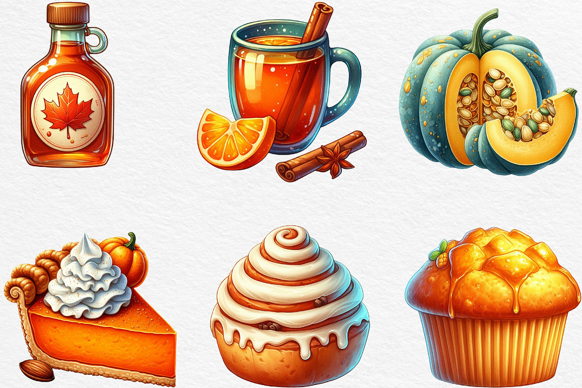 Watercolor Autumn Food Clipart, an Illustration by Black Bird Studio (Photo 3 of 6)