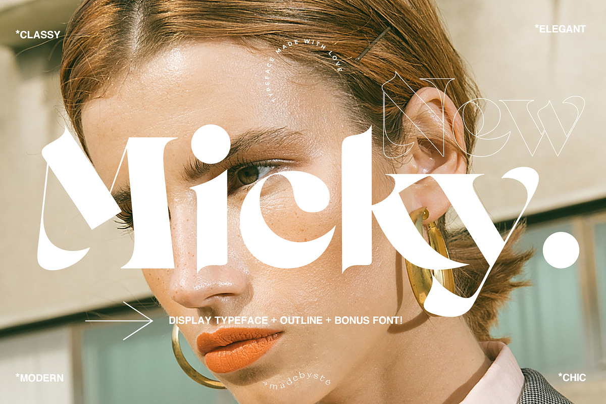 MICKY — REGULAR, OUTLINE & BONUS, a Serif Font by Madebysté. (Photo 1 of 10)