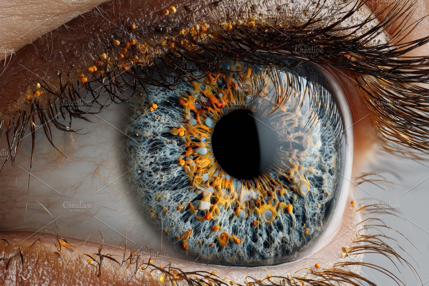 Extreme Closeup Human Eye Iris Detai, a Photo by Pixeness Studio
