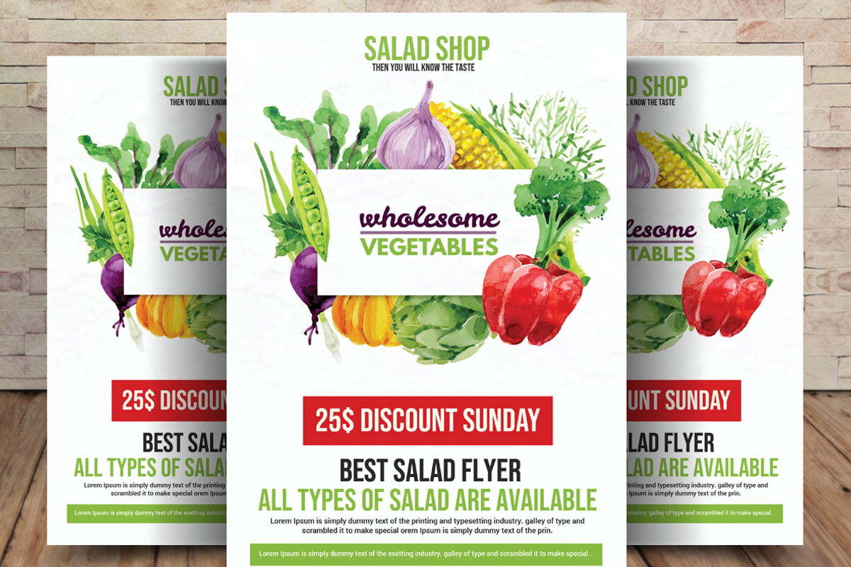 Vegetarian Salad Food Flyer, a Flyer Template by graphicforest
