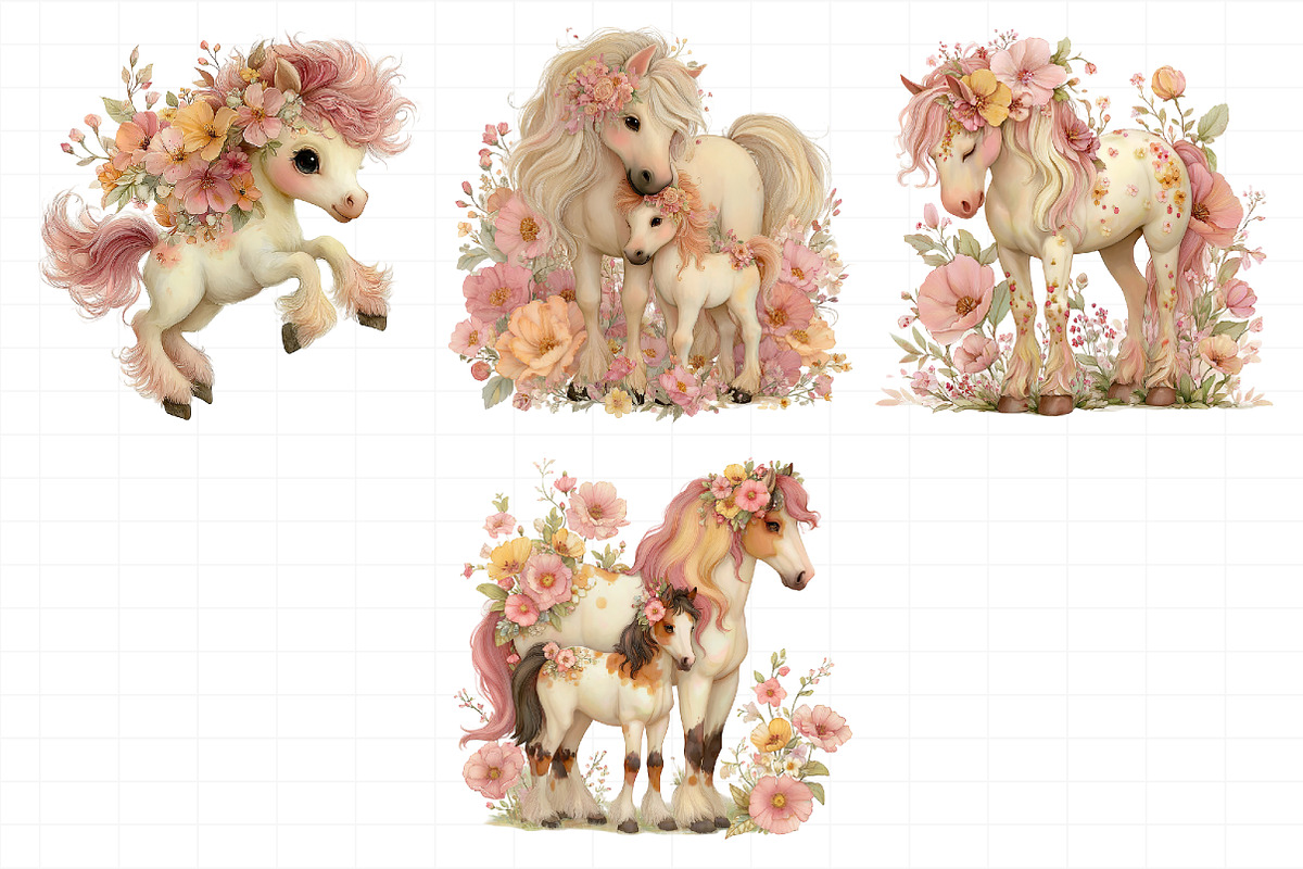 Whimsical Mother's Day Horse Clipart, an Illustration by Daily.Designs (Photo 3 of 8)