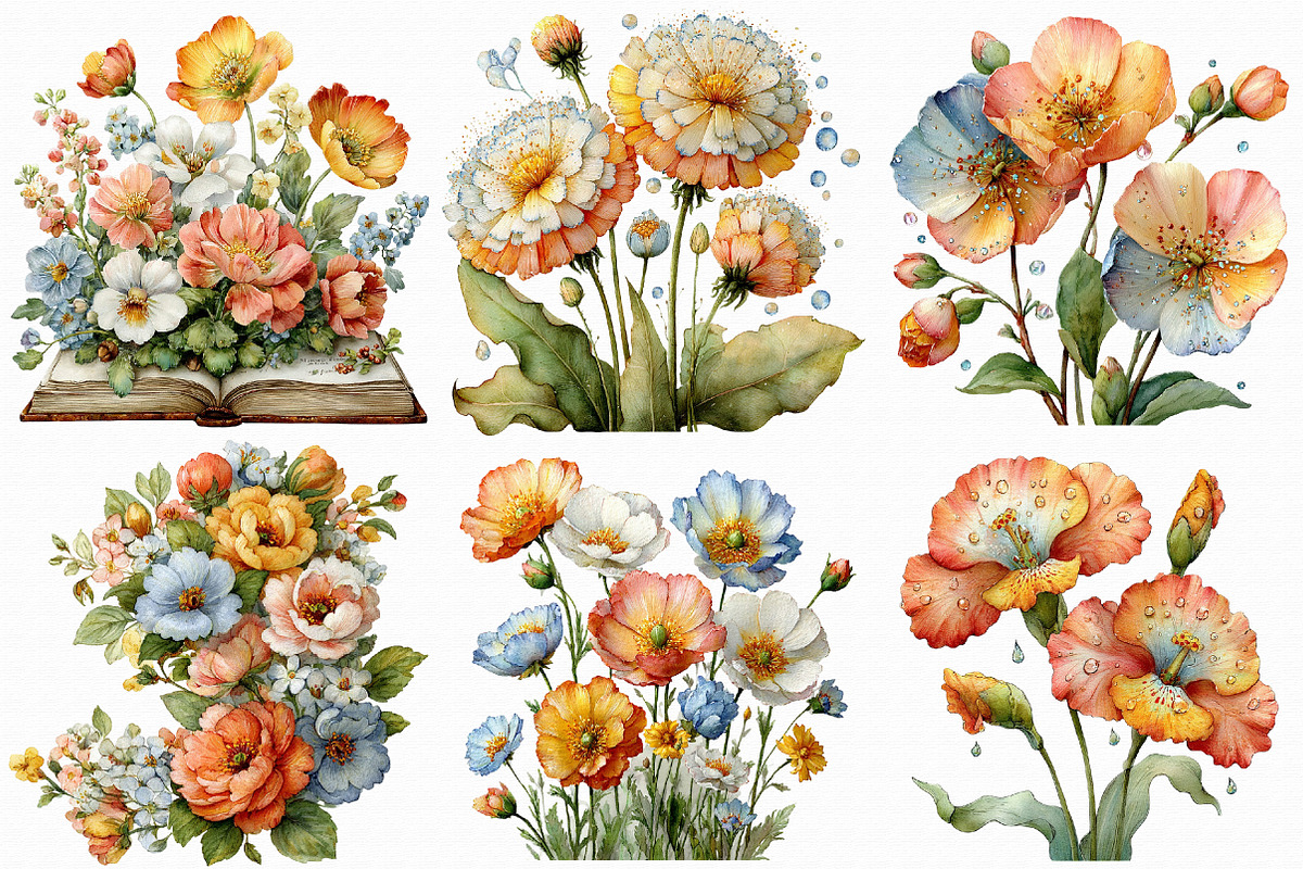 Whimsical Spring Flowers Clipart, an Illustration by Libby Wishes (Photo 6 of 8)