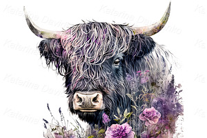 5 Highland Cow Watercolor Print