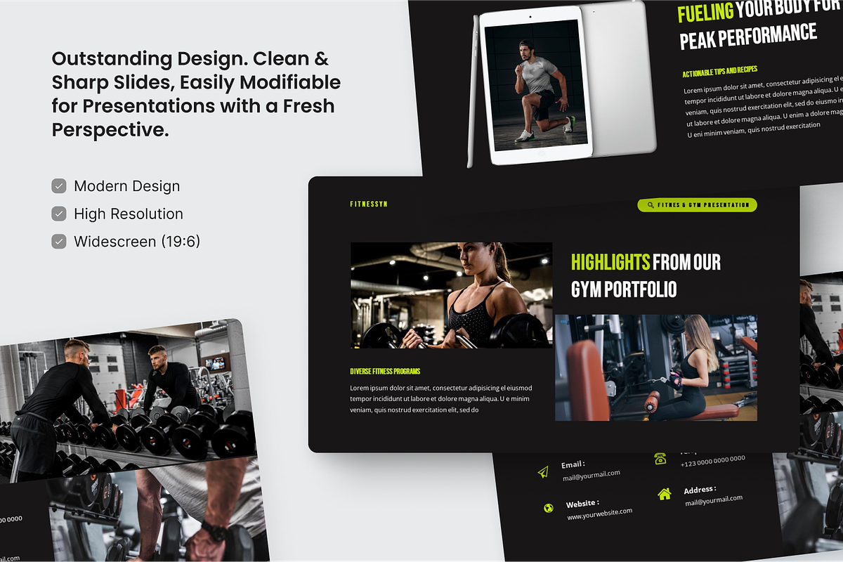 Fitnessyn Fitness & Gym Google Slide, a Presentation Template by SquidPixey (Photo 3 of 6)