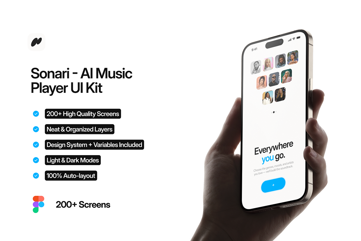 Sonari - AI Music Player UI Kit, an App Template by Moyin (Photo 1 of 5)