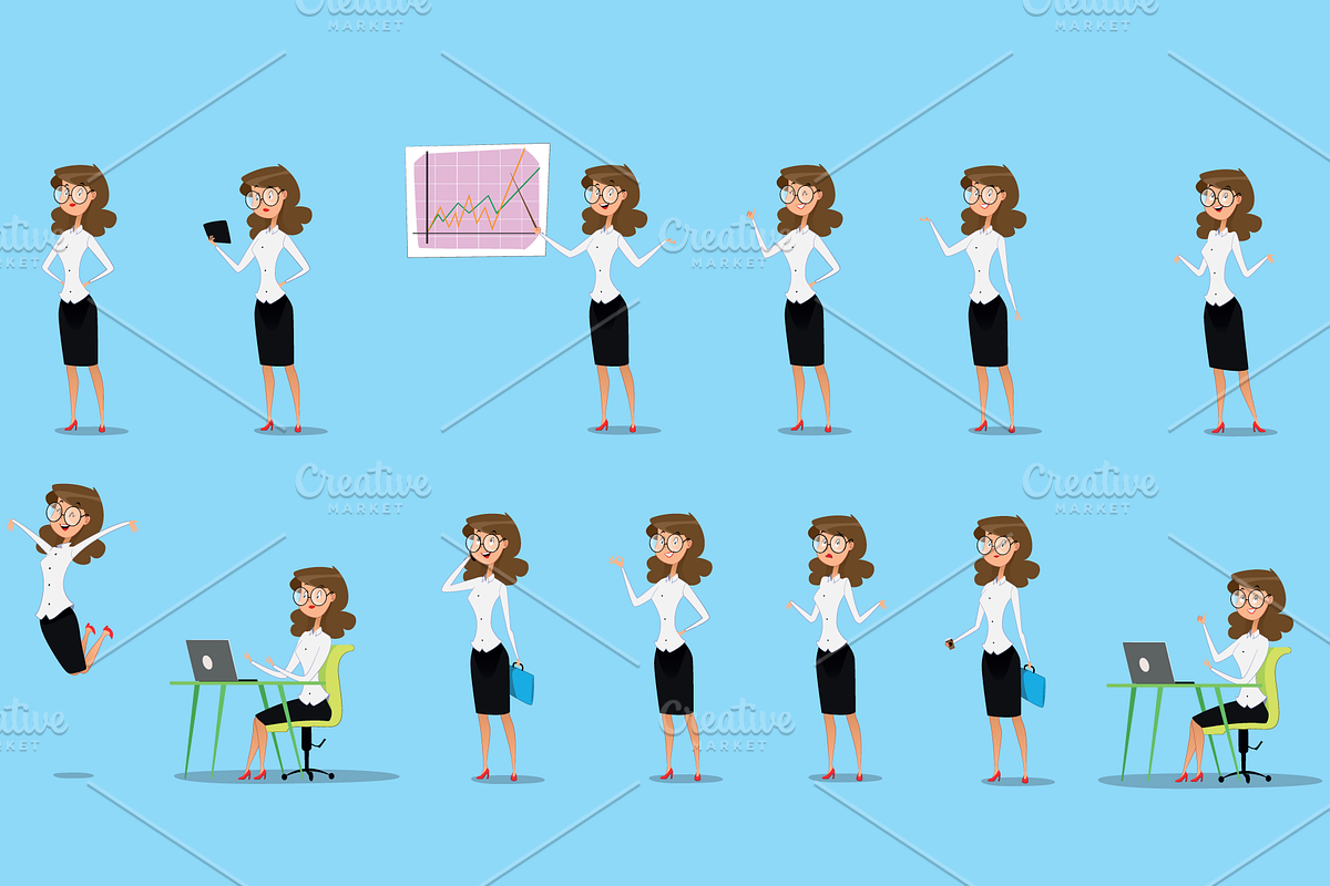 Businesswoman set, a Person Illustration by mihail.ridkous