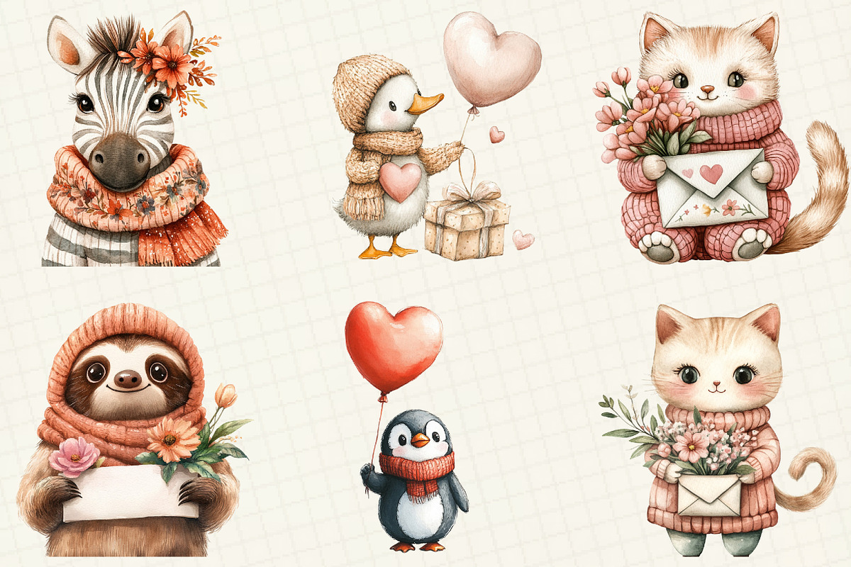 Kawaii Knitted Animals Clipart, an Illustration by OK Design (Photo 3 of 5)