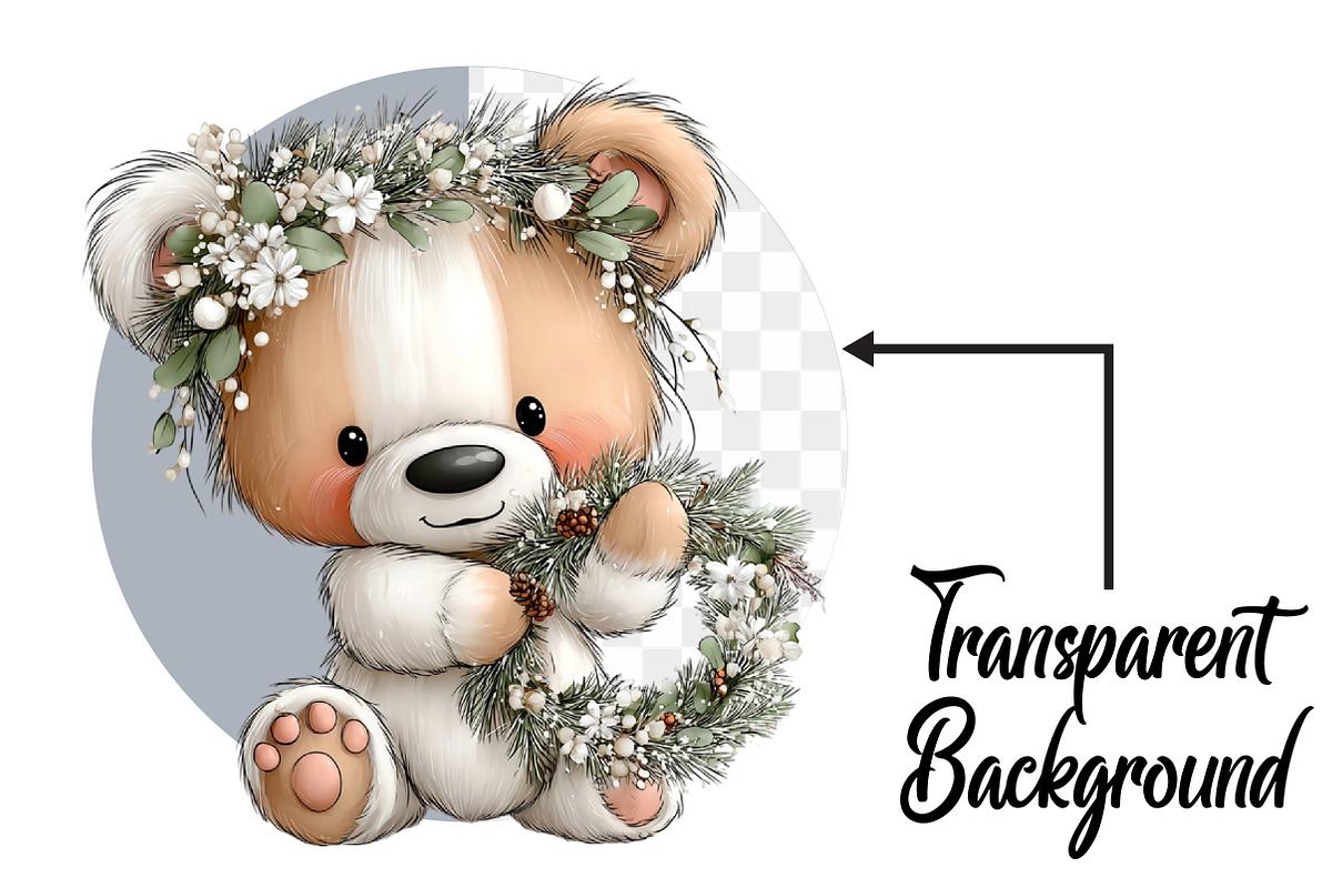 Whimsical Christmas Bear Clipart, an Illustration by Pixels.Craft (Photo 2 of 6)