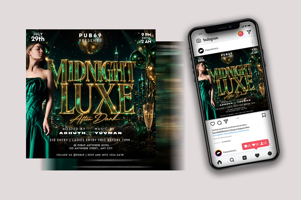 Midnight Luxe After Dark Party Flyer, a Flyer Template by Posterfello (Photo 3 of 4)