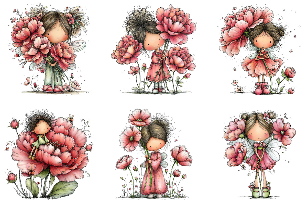 Spring Fairy Peony Clipart, an Illustration by CraftArtStudio (Photo 6 of 6)