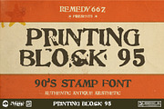 Printing Block 95 - 90's Stamp Font, a Serif Font by Remedy667 (Thumbnail 1 of 8)