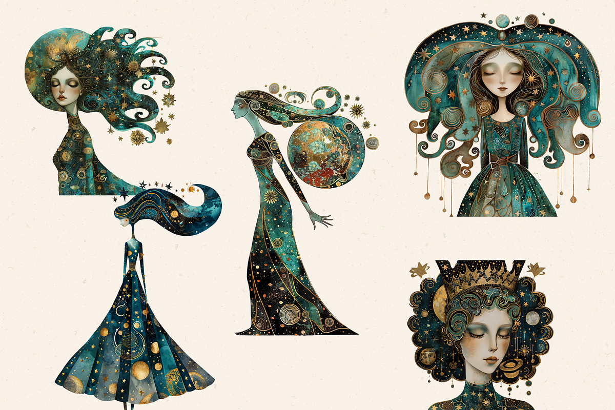 BRASS CELESTIAL CREATURES CLIPART, a Person Illustration by Daring Digies (Photo 4 of 8)