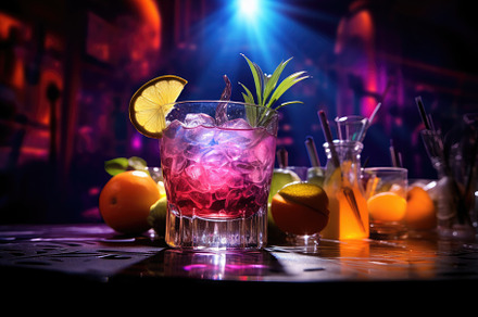 Cocktail with orange and ice on a da, a Photo by Iftikhar Alam