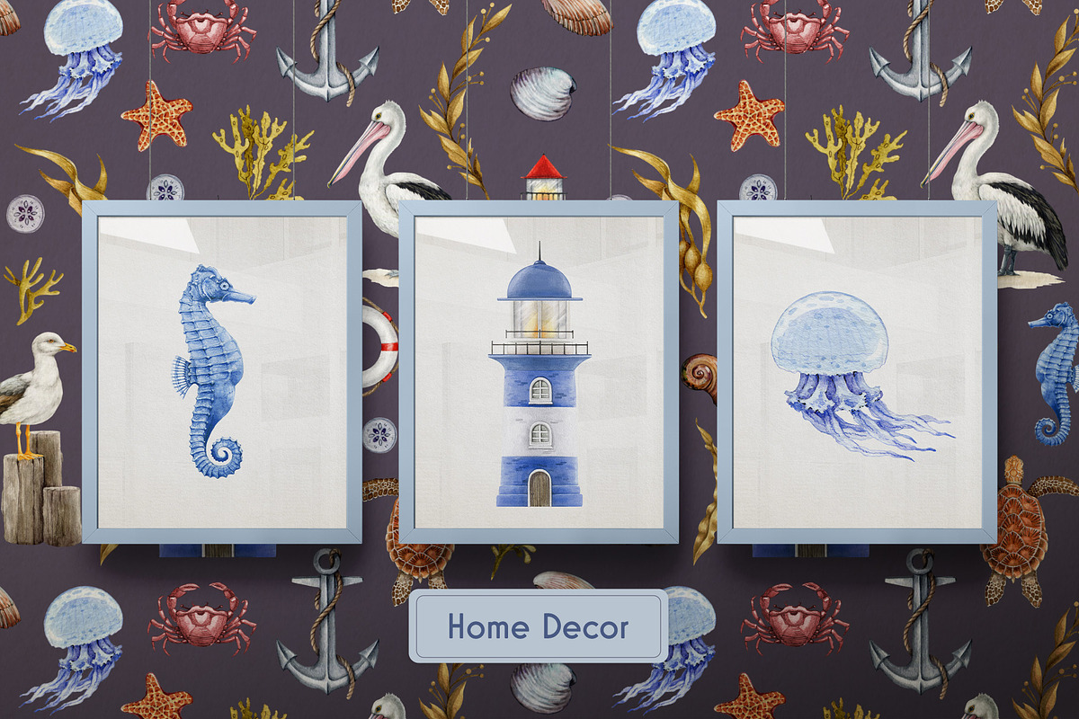 Mediterranean Coastal Summer Pattern, a Decorative Illustration by AnitaPol (Photo 12 of 16)