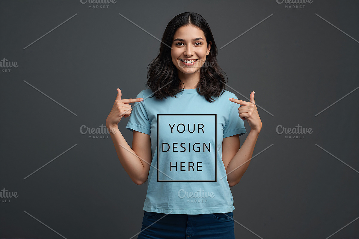 T-Shirt Mockup - Sky Blue Edition, a Shirt Mockup by ForhadGFX (Photo 9 of 12)
