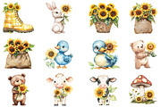 Watercolor Sunflower Clipart, an Illustration by CitraGraphics (Thumbnail 2 of 5)