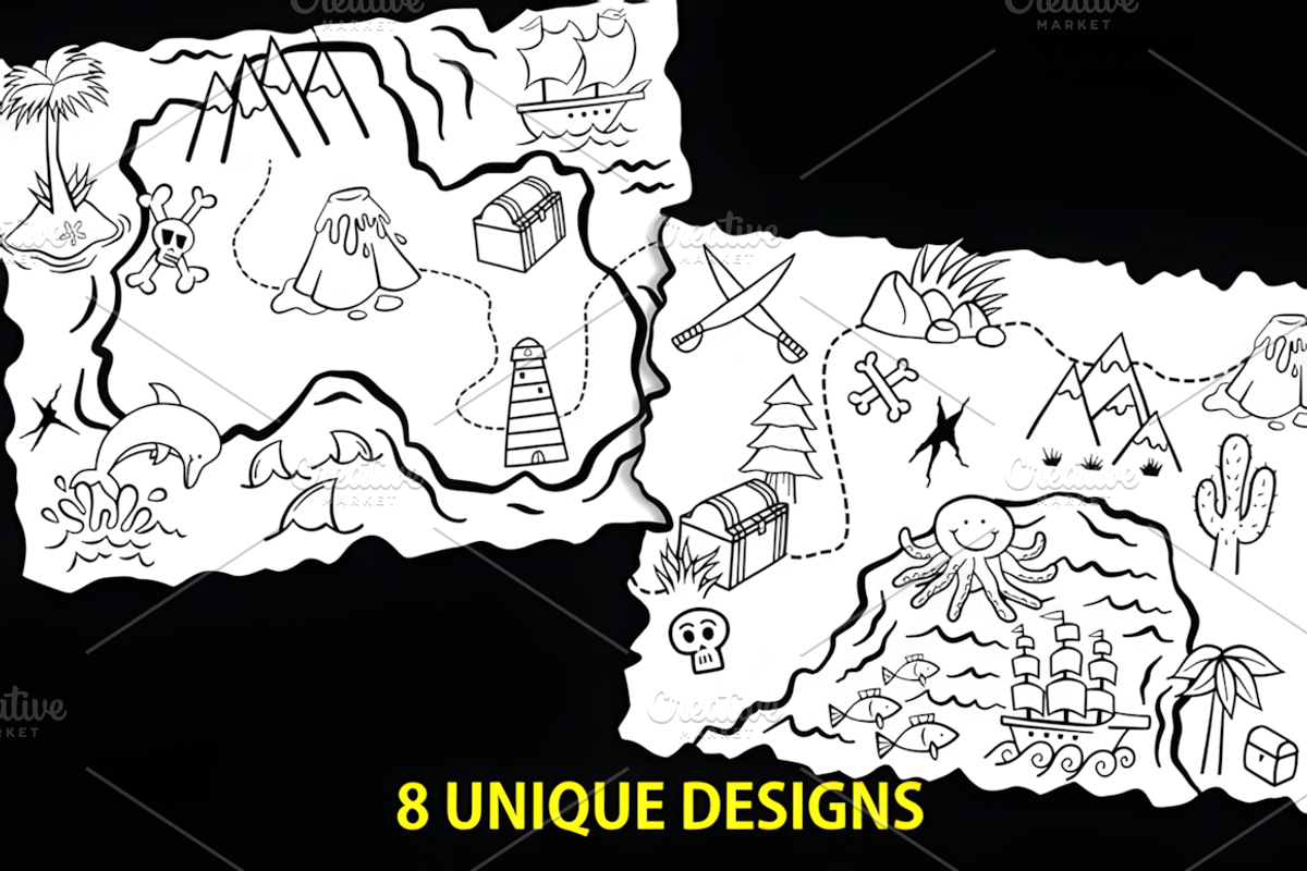 Treasure Map Adventure Coloring Page, a Decorative Illustration by ...